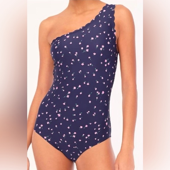 NWT- J. Crew Scalloped One-Shoulder One-Piece Swimsuit XXL - Picture 2 of 5
